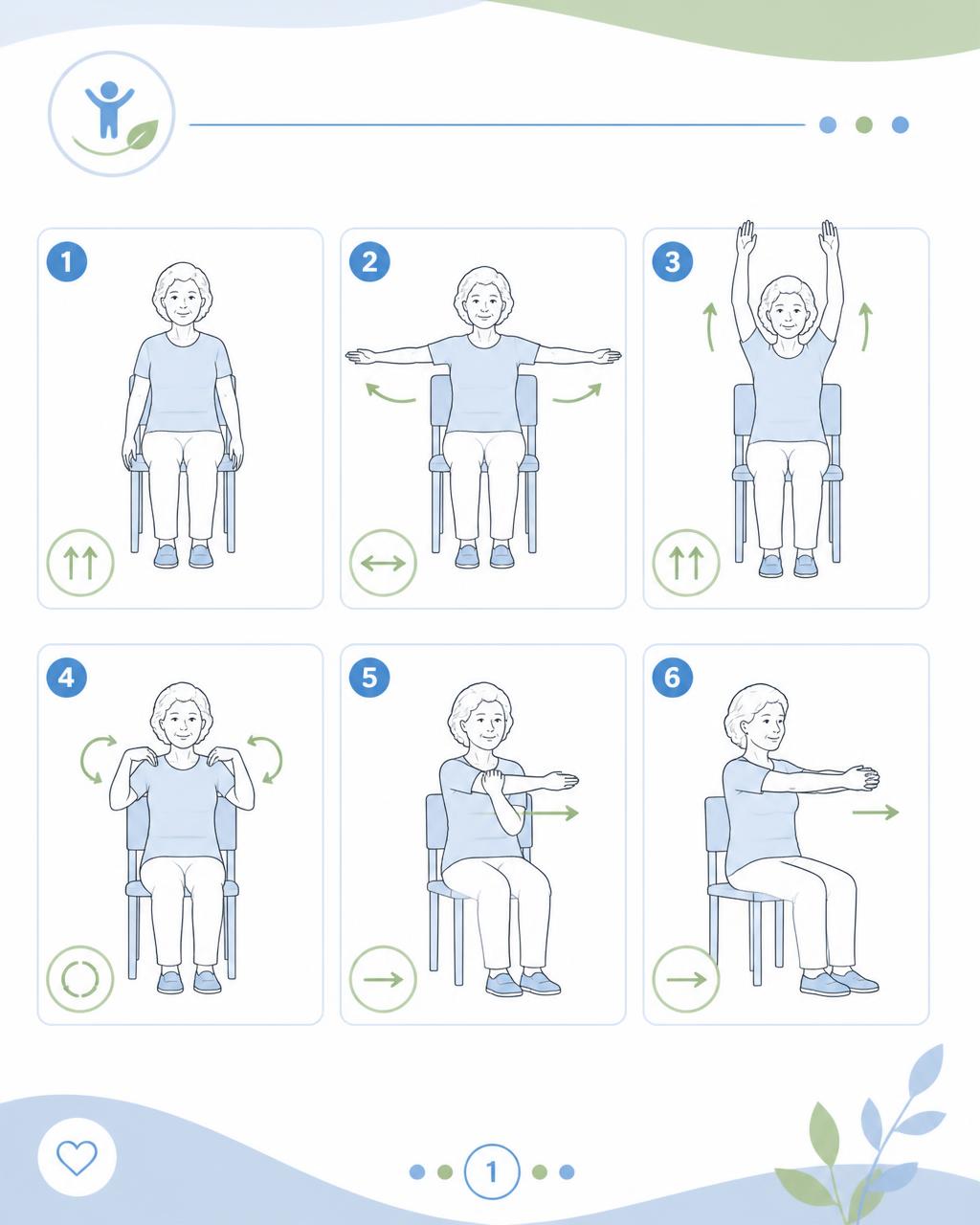 Página do e-book com exercícios leves sentado na cadeira